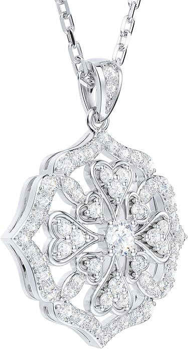 THELANDA Genuine Moissanite Sterling Silver Vintage Classic Clover Cross Flourish Pendant Necklace, Adjustable 18-20 Inch Chain with Lobster Clasp, Elegant Jewelry Gift for Women