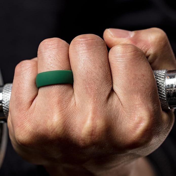 ThunderFit Silicone Rings for Him and Her, Rubber Wedding Engagement Bands Unisex, 1.8mm Thick in 4mm & 8mm Widths