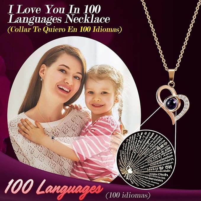 ADDWel Rose Gifts for Women - Preserved Real Roses Forever Purple Flowers with I Love You in 100 Languages Necklace and Cute Moss Bear for Girlfriend Wife Mom Grandma on Birthdays, Anniversaries