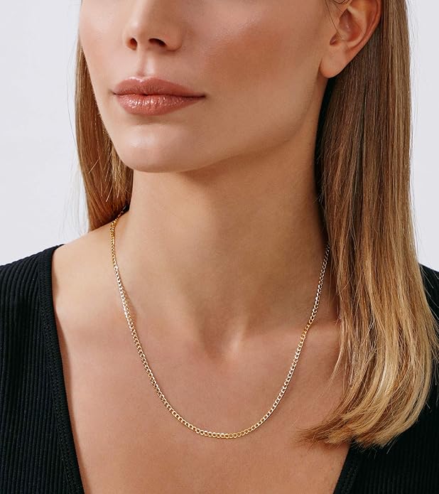 Jewelry Atelier Gold Chain Necklace Collection - 14K Solid Yellow Gold Filled Miami Cuban Curb Link Chain Necklaces for Women and Men with Different Sizes (2.7mm, 3.6mm, 4.5mm, or 5.5mm)