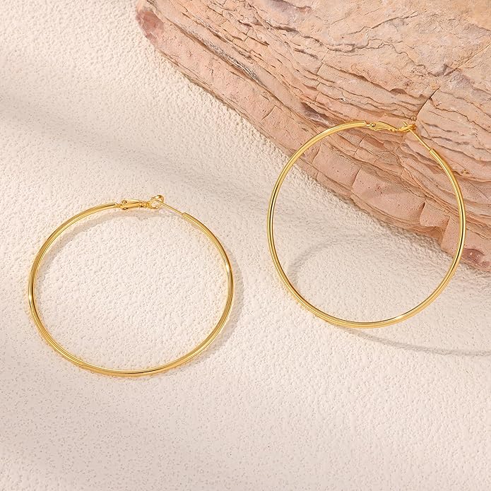Gacimy Gold Hoop Earrings for Women 14K Gold Plated, 925 Sterling Silver Post Hypoallergenic Earrings Hoops for Women
