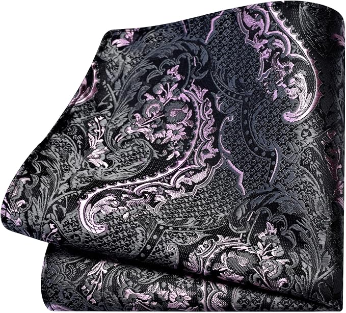 GUSLESON 8cm Paisley Tie Set for Men Necktie Lapel Pin Pocket Square Cufflinks Set for Men