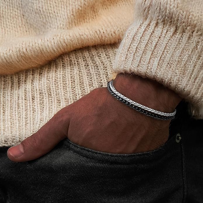 Galis Mens Bracelet Dvir - Stainless Steel for Men, Non Tarnish Rope Chain Bracelets, Stylish Birthday, Gift for Men, Dad, Husband, Boyfriend