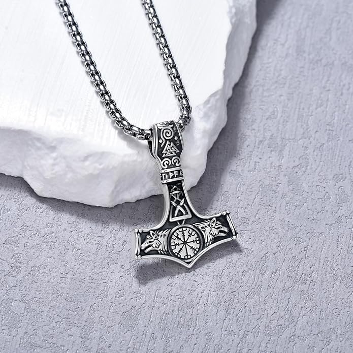 KoyeKei Viking Necklace for Men 925 Sterling Silver Viking Norse Pagan Jewelry Gifts for Women