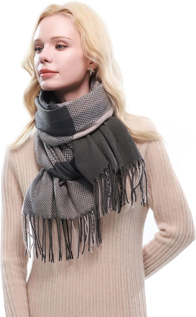 RIIQIICHY Plaid Scarf for Women Fall Winter Pashmina Scarves Wraps for Cold Weather Warm Large