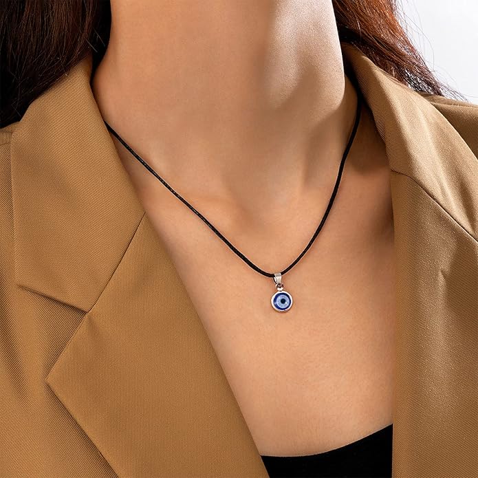 VIBILIA Evil Eye Necklace Sun Pendant Turkish Blue Eye Protection Lucky Necklaces Jewelry Gifts for Men Women (Sun) - Silver