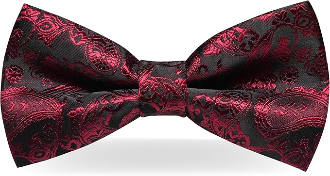 JEMYGINS Paisley Pre-tied Bow Tie and Pocket Square Cufflinks Lapel Pin Sets for Men 4PCS