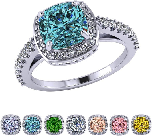 NANA Jewels Sterling Silver Engagement Rings for Women - Choose Simulated Morganite, Citrine, Aquamarine & More