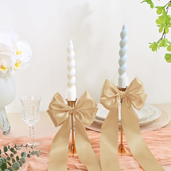 LEEQE Double Face Gold Satin Ribbon 2 inch X 25 Yards Polyester Gold Ribbon for Gift Wrapping Very Suitable for Weddings Party Hair Bow Invitation Decorations and More