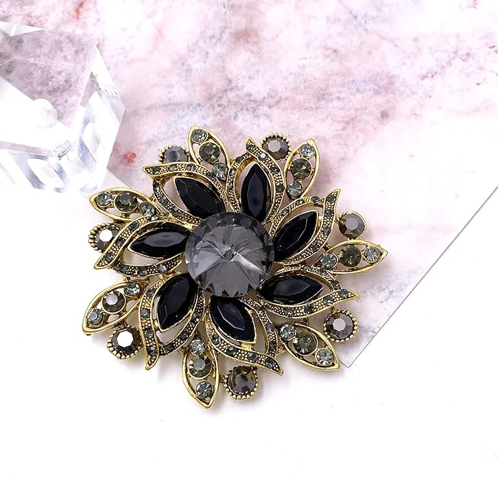 LAXPICOL Vintage Women's Austrian Crystal Elegant Flower Brooch Wedding Broach Pin
