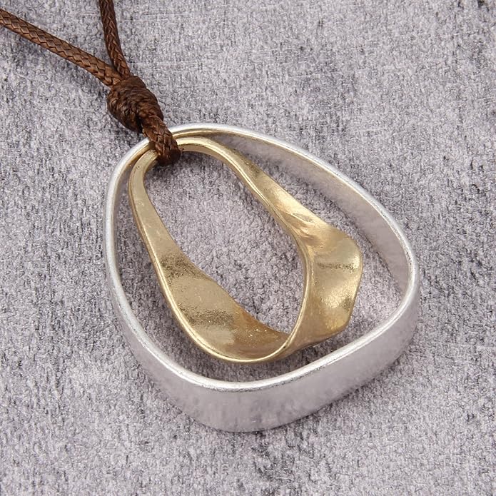 Boho Necklaces for Women Chunky Circle Necklace Layered Boho Circle Leather Choker Necklace Long Vintage Necklaces Bohemian Jewlery Gifts
