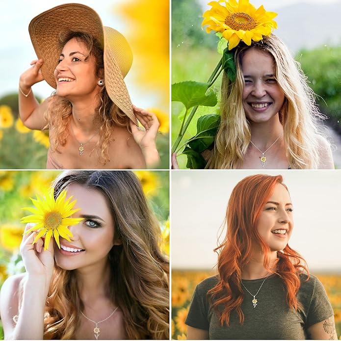 Tarsus Sunflower Necklace, You are My Sunshine, Sunflower Gifts Ideas for Women, Inspirational Gifts for Women Teen Girls Birthday Christmas Valentines Day