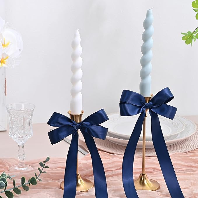 LEEQE Navy Blue Satin Ribbon 1 inch X 50 Yards Polyester Ribbon for Gift Wrapping Very Suitable for Weddings Party Hair Bow Invitation Decorations and More