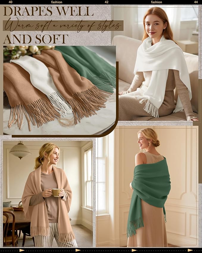 Oakgarden 3 Pack Winter Scarf for Women Pashmina Scarves Shawl Wraps Bridesmaid Gifts for Evening Dresses