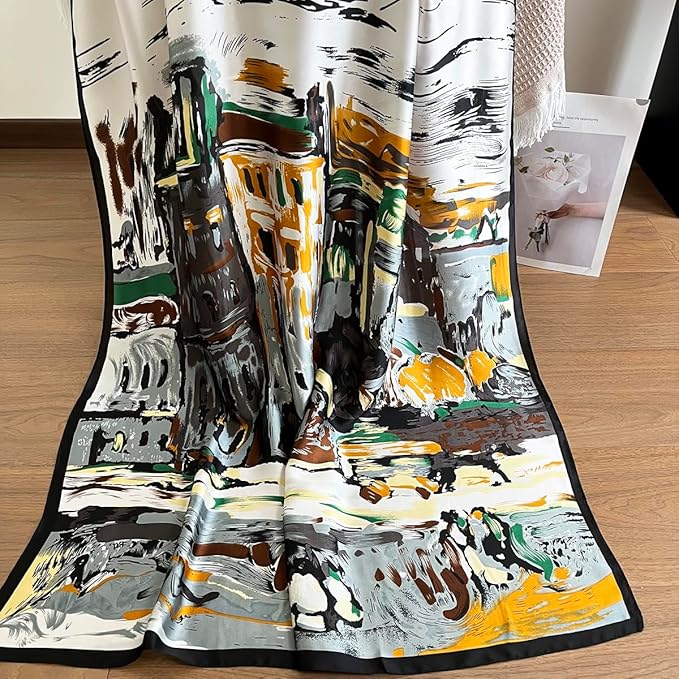 Long Silk Like Scarf Lightweight Satin Scarves Large Sunscreen Shawl Wrap for Women