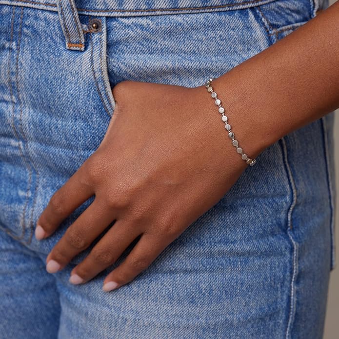 MBW 14K Silver Plated Bracelets for Women, Dainty Silver Bracelets for Women Set Bracelet Stack Waterproof Jewelry for Women Trendy Minimalist Simple Small Thin Bracelet Set for Women Teen Girls Gift