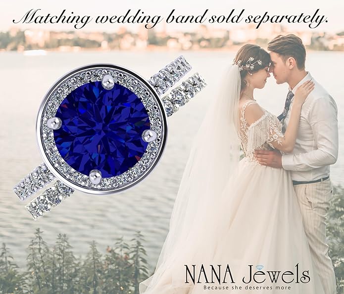 NANA Jewels Sterling Silver Engagement Rings for Women - Choose Simulated Morganite, Citrine, Aquamarine & More