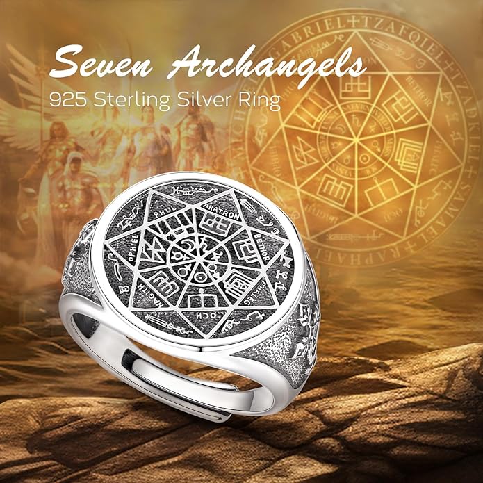 EUDORA S925 Sterling Silver St Benedict Ring San Benito Rings for Women Men, Vintage Ankh Cross Ring Saint Benedict Amulet Adjustable Rings Gifts for Women Mens Father Mother
