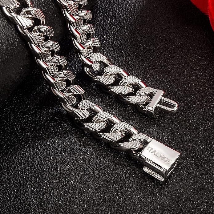 H&Beautimer Fashion 925 Sterling Silver Classic Cuban Chain Bracelet 10mm-7 "8" 9 "10" Curb Cuban Bracelet Solid Thick Large Link Bracelet For Men Jewelry Gift