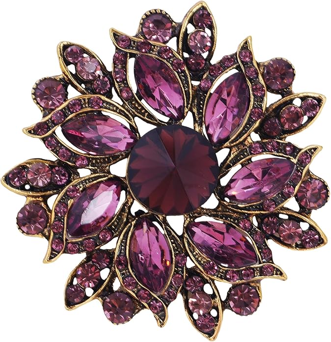 LAXPICOL Vintage Women's Austrian Crystal Elegant Flower Brooch Wedding Broach Pin