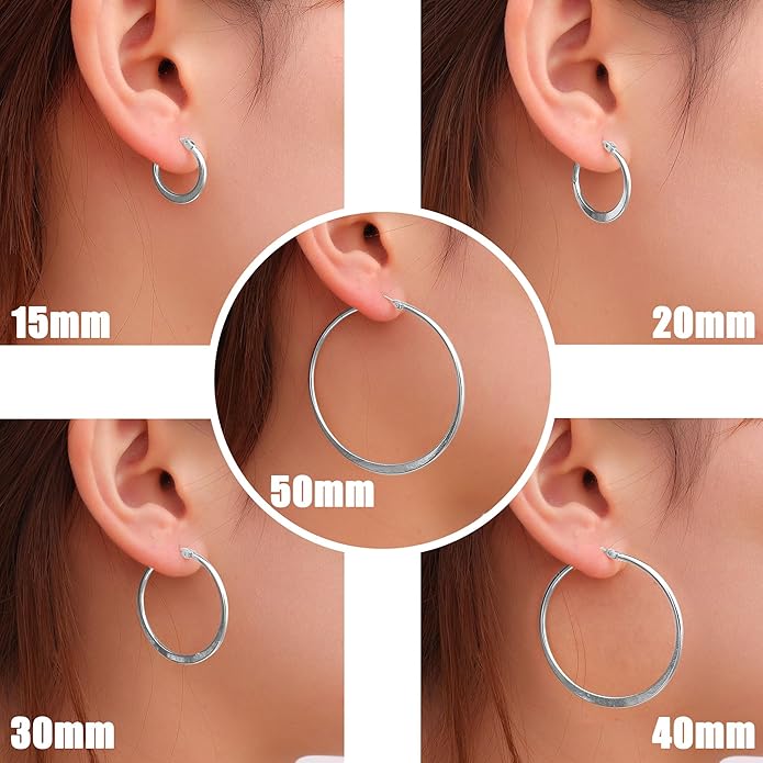 Gacimy Flattened 14K Gold Plated Hoop Earrings for Women, 14K Real Gold Plated Hoops with 925 Sterling Silver Post,Hypoallergenic Lightweight Earring
