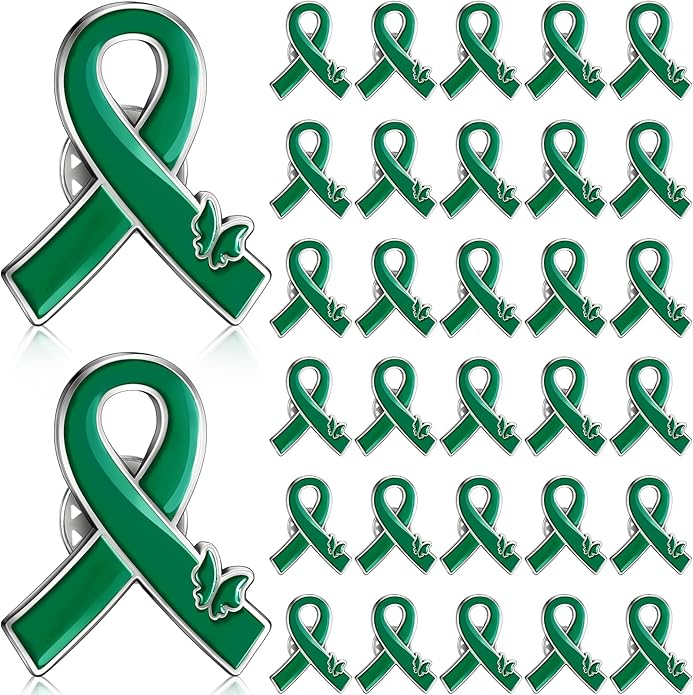 Tondiamo Green Ribbon Lapel Pins Mental Health Awareness Pin Hope Brooch Badge Items Favors Gifts for Campaigns Event