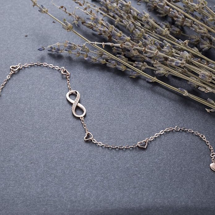 Billie Bijoux Womens 925 Sterling Silver Infinity Anklet Bracelet Endless Love Symbol Charm Adjustable Large Bracelet Gifts for Women