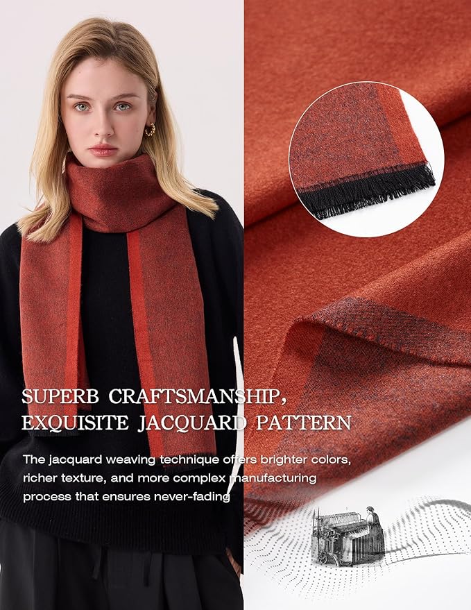 ZHE JIN Luxurious Silk Scarf for Women, Warm Soft Scarves Winter Gift for Her, 100% Brushed Mulberry Silk, Gentleman, 71"x12"