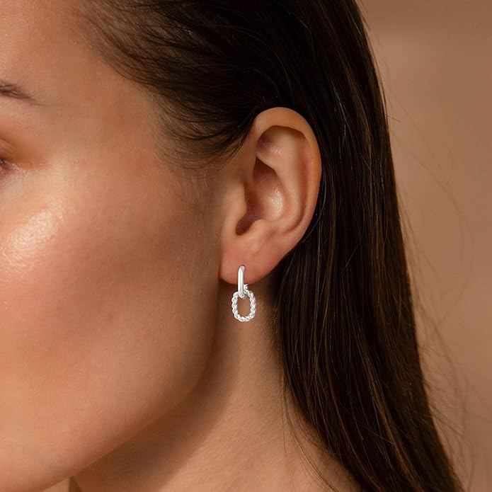 Gold Earrings for Women Trendy, Simple Dainty 14K Gold Plated Paperclip Square Chain Link Dangle Hoops Earrings Pin Stud Huggie Earrings Lightweight Hypoallergenic Minimalist Aesthetic Gold Jewelry for Christmas Gifts