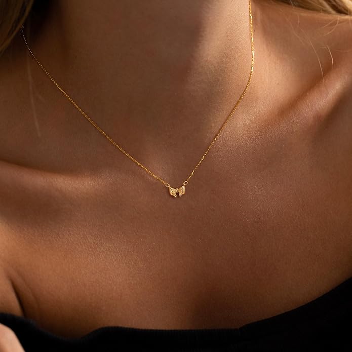 Gold Necklace for Women-14K Gold Plated Bow,Dragon,Shell, Palm Tree, Seahorse, Conch Shell,Sardines, Cowboy Boot,Bat,Bunny Pendant Beachy Jewelry for Women Gifts