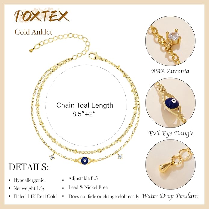 Sterling Silver Anklet Bracelets for Women Waterproof, 925 Sliver Plated CZ & Heart Charm Dainty Layer Anklets for Women Trendy, Simple Chain Anklets Set Gifts for Women, Jewelry Gifts for Her Women Mom Wife Girlfriend