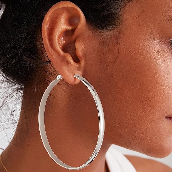Gacimy 14K Gold Plated Hoop Earrings for Women, 14k Real Gold Plated with 925 Sterling Silver Post, Hypoallergenic Lightweight Thick Hoops Earrings for Women Trendy