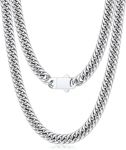 Joymoly 5MM/7MM/9MM Cuban Link Chain for Men Boys with Push-Lock Clasp, Thick 18K Gold Plated Stainless Steel Chains for Men, Cool Mens Necklace Chain 18/20/22/24/26 Inch