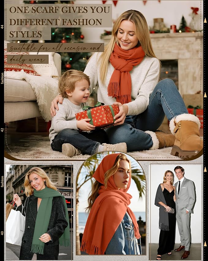 Oakgarden 3 Pack Winter Scarf for Women Pashmina Scarves Shawl Wraps Bridesmaid Gifts for Evening Dresses