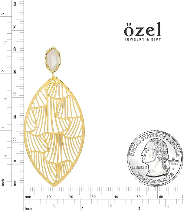 OZEL – Crystal Earrings for Women Dangle – 14K Gold Plated Lightweight Daily Fashion Earrings