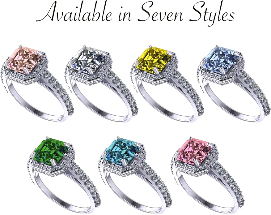 NANA Jewels Sterling Silver Engagement Rings for Women - Choose Simulated Morganite, Citrine, Aquamarine & More