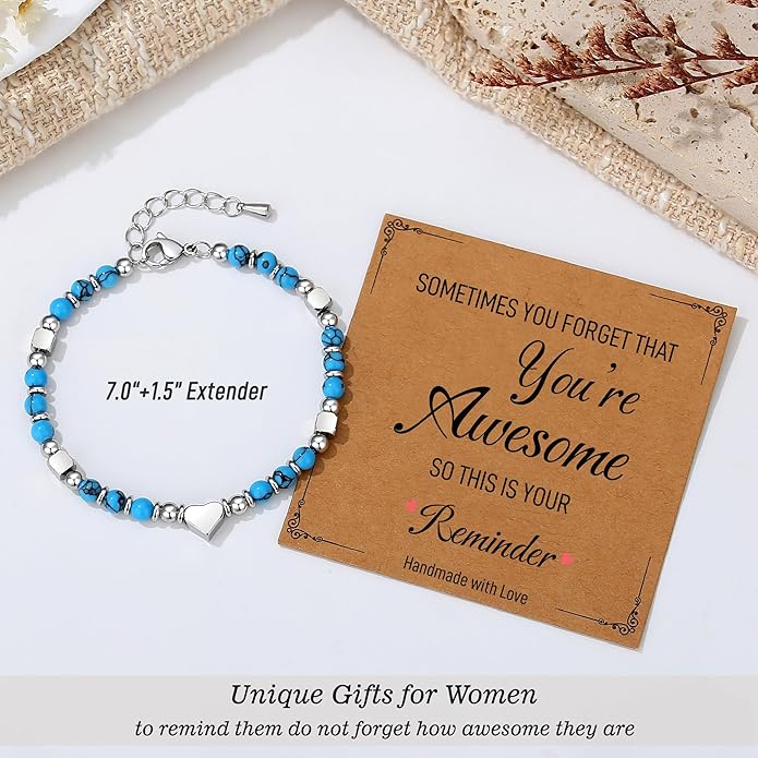 TONY & SANDY Tiny Beaded Bracelets for Women, Sometimes You Forget You're Awesome Gift, Unique Stocking Stuffers for Women, Mom, Daughter, Wife, Coworker, Best Friend, Bestie, Granddaughter