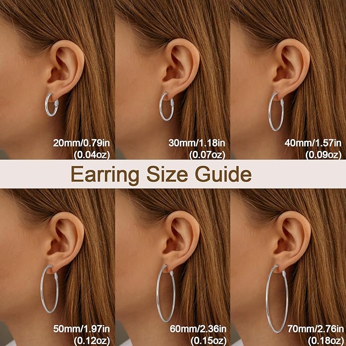 Jewlpire 14K Gold Plated 925 Sterling Sliver Post Hoop Earrings, 2MM Thick Hoop earrings Lightweight Large Hoop Earrings for Women Trendy 20/30/40/50/60/70mm