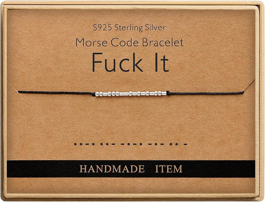 Monily Inspirational Gifts for Women Morse Code Bracelets for Women Funny Bracelet for Friend Funny Gift for Women Sterling Silver Bracelet for Women