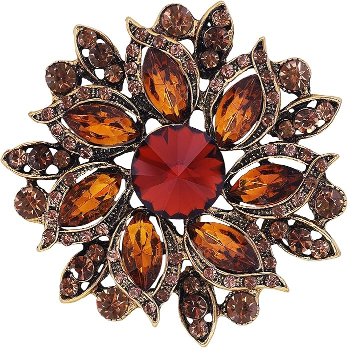 LAXPICOL Vintage Women's Austrian Crystal Elegant Flower Brooch Wedding Broach Pin