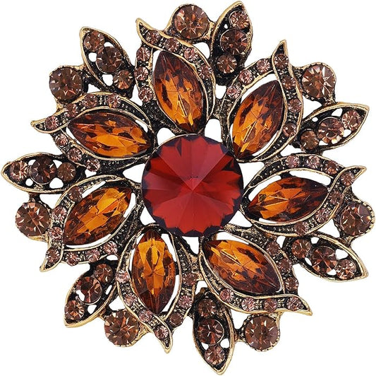 LAXPICOL Vintage Women's Austrian Crystal Elegant Flower Brooch Wedding Broach Pin