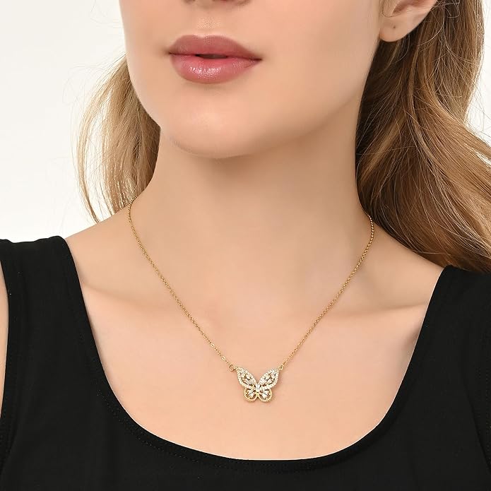 Dainty Gold Butterfly Bow Necklace for Women,18k Gold Plated Choker Necklaces for Women Waterproof & Daily & Simple, Gold Jewelry for Women