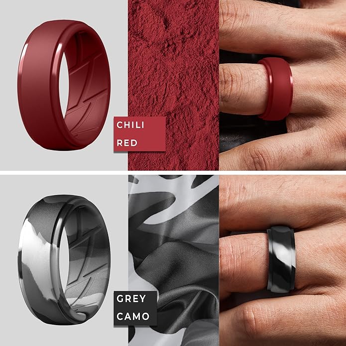 ThunderFit Men's Silicone Rings 10mm Wide 2.5mm Thick Rubber Bands, Breathable, Variety Multipack 1-10