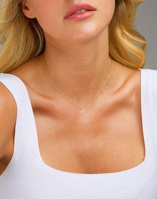 Foxgirl Gold Initial Necklaces for Women, Dainty Gold Letter Necklace Tiny A-Z Pendant Choker Necklace Trendy Cute Personalized Monogram Name Necklace Gold Jewelry Necklace for Women Gift