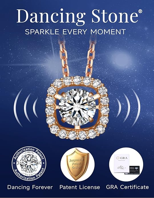 MomentWish Floating Necklace for Women, 0.5/1 Carat Dancing Moissanite Necklace for Her 925 Sterling Silver Pendant Anniversary Birthday Christmas Gift for Wife Mom Girlfriend