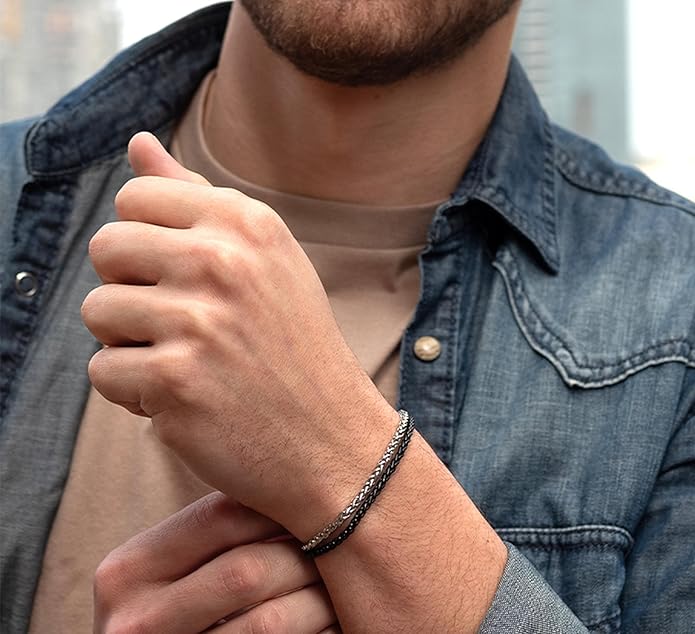 Galis Mens Bracelet Dvir - Stainless Steel for Men, Non Tarnish Rope Chain Bracelets, Stylish Birthday, Gift for Men, Dad, Husband, Boyfriend