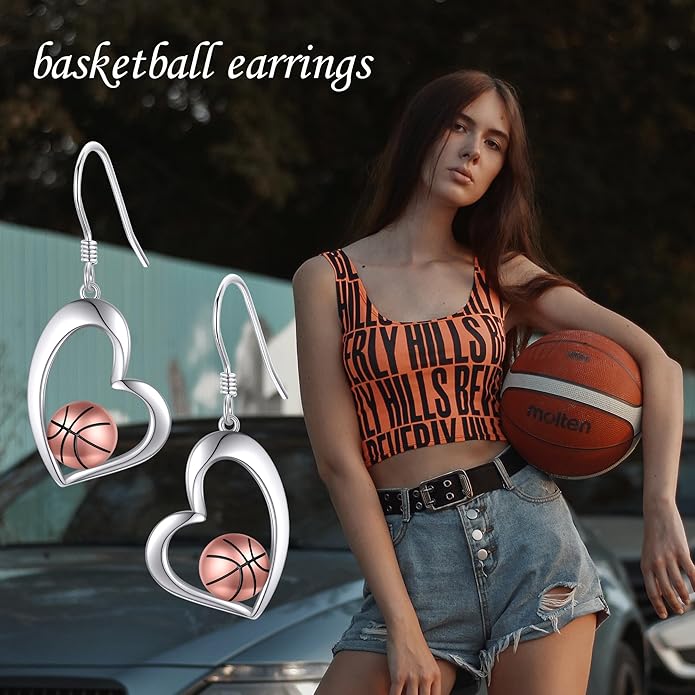 Pickleball/Tennis/Soccer/Volleyball/Golf/Hockey/Basketball Earrings for Women 925 Sterling Sliver Sports Ball Earrings Pickle Ball Dangle Earrings Pickleball Jewelry Gifts for Women Lover