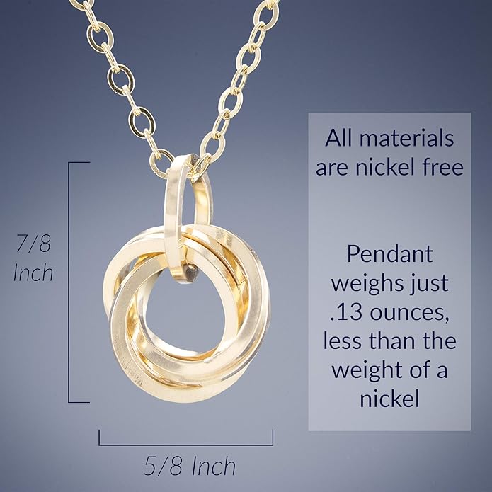 Tahmi Elegant 14K Yellow Gold-Filled Love Knot Jewelry Gift Set | 20 Inch Circle Pendant Necklace and Dangle Earrings for Women | Perfect Everyday, Holiday, Birthday, or Wedding Gift Idea