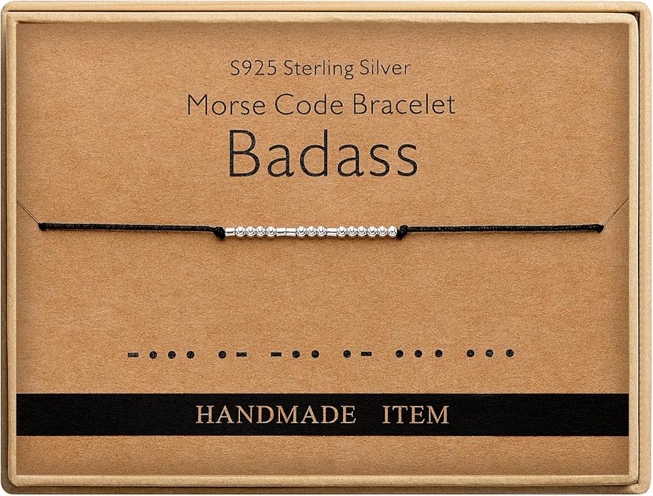 Monily Inspirational Gifts for Women Morse Code Bracelets for Women Funny Bracelet for Friend Funny Gift for Women Sterling Silver Bracelet for Women