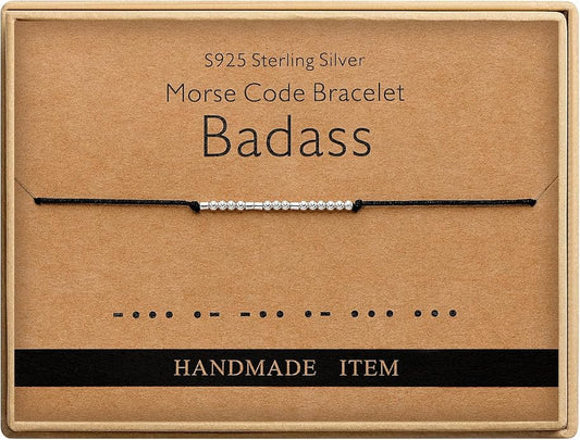 Monily Inspirational Gifts for Women Morse Code Bracelets for Women Funny Bracelet for Friend Funny Gift for Women Sterling Silver Bracelet for Women